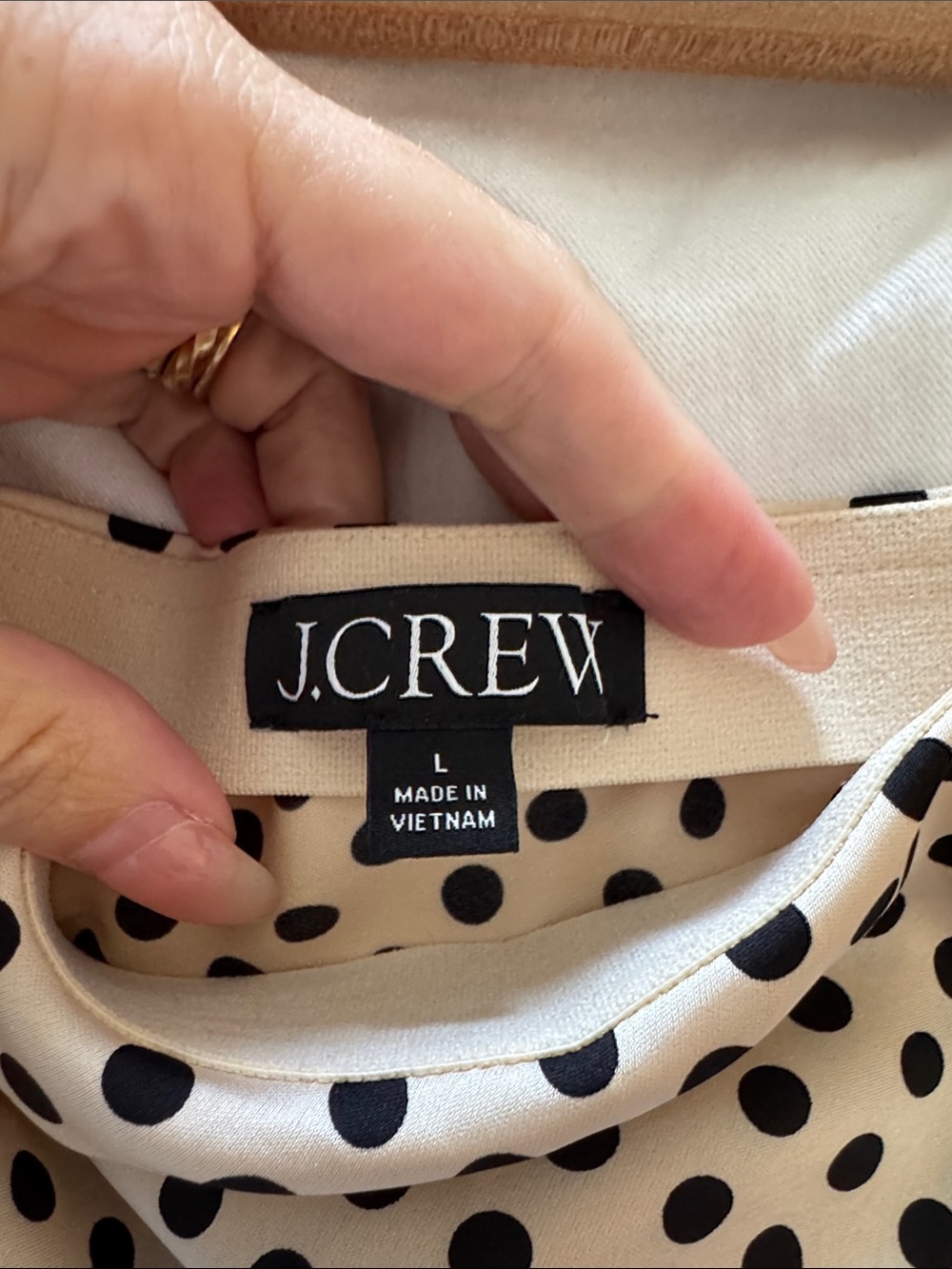 Jcrew cream and black Polka Dot Satin Midi Skirt - Picture 2 of 2
